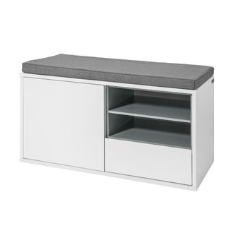 SoBuy Banco zapatero con 1 caj&oacute;n 1 puerta madera blanco