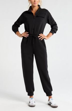 Zella Lift Off Long Sleeve Jumpsuit in Black at Nordstrom, Size Xx-Large