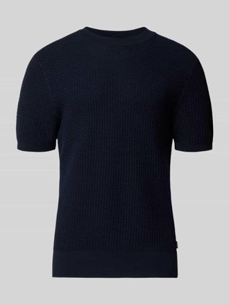 HUGO BOSS Regular Fit Strick-Shirt aus reiner Baumwolle Modell H-NILTON in Marine, Gr&ouml;&szlig;e XXXL