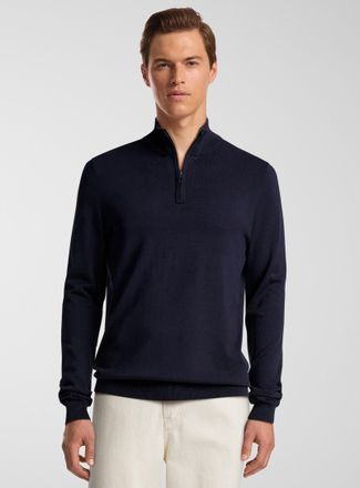Le 31 Mens Zip-neck silky knit sweater