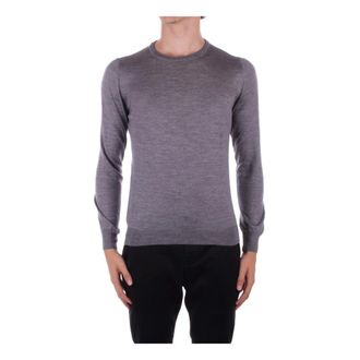 Tagliatore Round-neck Knitwear, male, Gray, 2XL, Grey Jumper Silk Wool Blend