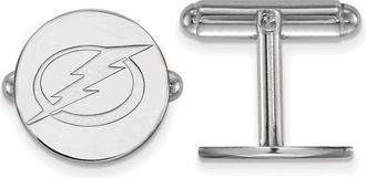 Diamond2Deal Sterling Silver Rhodium-plated Tampa Bay Lightning Cuff Links