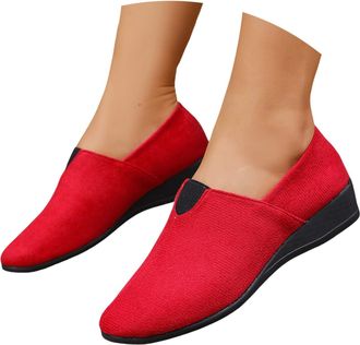Generic Pointed Toe Heel for Women 2025 Fall Casual Heel Shoes Womens Casual Heel (Red, 5.5)