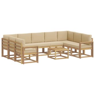 vidaXL Conjunto De Sof&aacute;s De Exterior 10 Pcs Y Beige 59 X 59 X 37 Cm Vidaxl