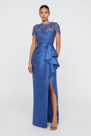 Theia Selena Column Draped Dress in Blue Mirage at Nordstrom, Size 16