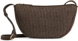 Mansur Gavriel Moon Raffia Sling Bag in Ebony at Nordstrom