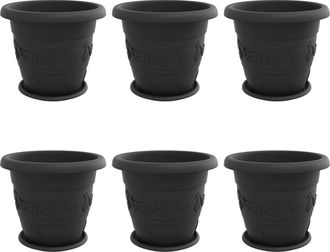 vidaXL Macetas 6 Uds. Negro &Oslash; 39 X 32 Cm Pl&aacute;stico Vidaxl