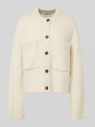 Jake*s Casual Oversized Strickjacke mit Woll-Anteil und Knopfleiste in Ecru, Gr&ouml;&szlig;e L