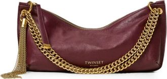 Twinset Hobo Tas met Kwast - Dames - Schoudertassen - Rood - ONE Size - Leer - Tassen