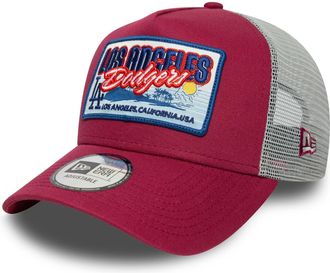 New Era A-Frame Trucker Cap - MLB Patch Los Angeles Dodgers - One Size Ruby