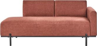 Beliani Beliani - Chaise Longue Derecho De Lino Sint&eacute;tico Estilo Minimalista Patas De Metal Rojo Claro Savasse