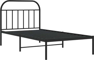 vidaXL Metal Bed Frame without Mattress with Headboard Black 100x190cm Vidaxl