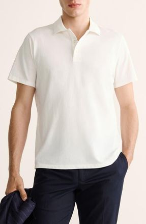 Mango Solid Fine Knit Cotton Polo in Off White at Nordstrom, Size Xx-Large