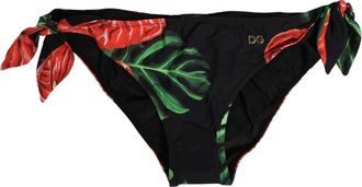 Dolce & Gabbana Floral Print Nylon Bikini Bottom - Black