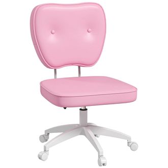 OEM Silla De Oficina Giratoria Tapizada En Pu Con Altura Ajustable Sin Brazos Carga 120 Kg 46x59x82-92 Cm Rosa