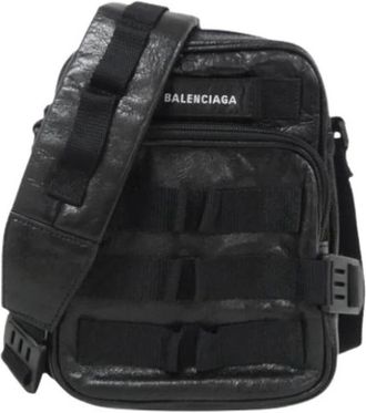 Balenciaga Pre-owned Cross Body Bags, male, Black, Size: ONE SIZE Pre-owned Army Crossbody Messenger Bag Lamb Shoulder Bag