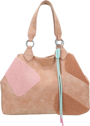 Fritzi Aus Preu&szlig;en Fritzi Izzy Medium Limited Happy Flocked Shopper Faux Leather Womens Handbag Festival City Vegan Flock Details Cord Pendant 29 x 42 x 15 cm - Brown - 
