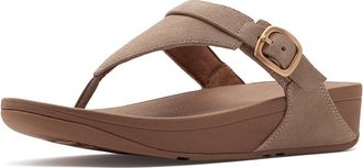 FitFlop Lulu Buckle Suede Toe-Post Sandals Womens Wedge Shoes Cappuccino : 11 M (B)