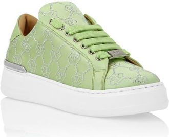 Philipp Plein Satin Lo Top Sneakers Monogram Strass Women in Green at Nordstrom, Size 41