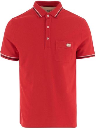 Valentino V Logo Signature Piquet Cotton Polo Shirt