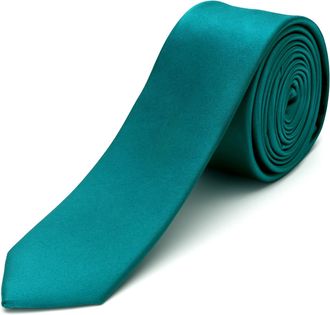 Landisun Tie Skinny Tie Silk Tie Satin surface Necktie (149.9cm x 5cm, Teal Blue)