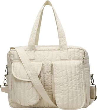 Generic Puffer Tote Bag for Women, Lightweight Women Nylon Quilted Baby Diaper Bag with Adjustable Carry Strap Embroidery Diaper Bags Tote for Boys & Girls Sc