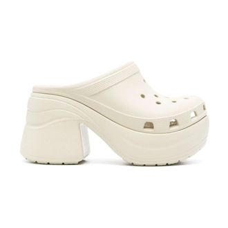 Crocs Heeled Mules, female, Beige, Size: 8 US White Siren Clog Heeled Sandals