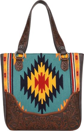 Montana West Aztec Tapestry Tooled Collection Concealed Carry Oversized Tote In Multi