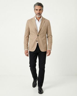 PESERICO MenS Beige Three-Button Cotton Blazer, Size 50