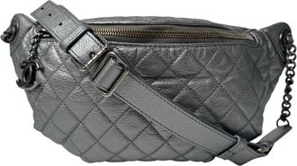 Chanel Silver Leather Fanny Pack (Pre-Owned)