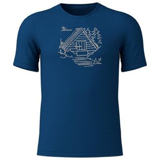 LOEFFLER Printshirt Cottage Merino-Tencel Merinoshirt f&uuml;r Herren | blau