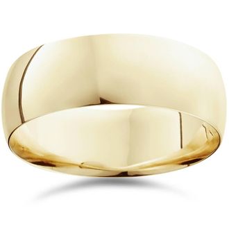 Pompeii3 8mm Dome High Polished Wedding Band 10K Yellow Gold Size Selectable
