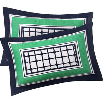 Brooks Brothers Set of Two Framed Print Sateen Pillow Shams in Navy at Nordstrom Rack, Size Queen