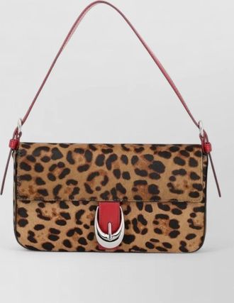 Staud na calf leather leopard clutch bag