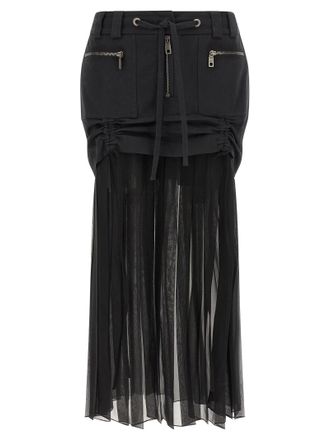 Dolce & Gabbana Black Silk Midi Womens Skirt