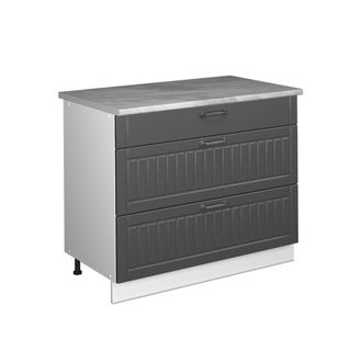 Vicco Mueble Bajo De Cocina Fame-line, Gris Oscuro/blanco, 100 Cm, Et M&aacute;rmol, Vicco