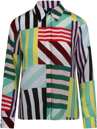 Alice & Olivia Willa Sorbet Stripe Button Up Top