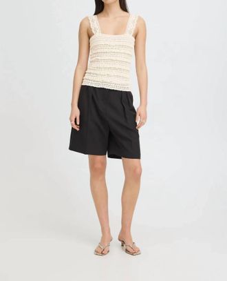 Ichi Marla Open Knit Tank Top In Beige