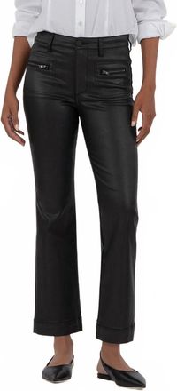 Kut from the Kloth Kelsey Coated High Rise Ankle Flare Pants In Black