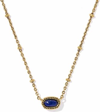 Kendra Scott Womens Mini Elisa Satellite Short Pendant Necklace In Vintage Gold Blue Lapis