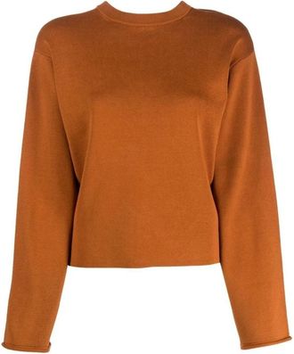 Proenza Schouler Bruine Zijde Katoen Lange Mouw Trui - Dames - Ronde hals truien - Bruin - XS - Katoen - Truien & Vesten