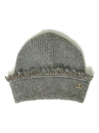 Twin-Set metallic-thread frayed beanie - women - Viscose/Mohair/Alpaca/Polyamide/Metallized Polyester - One Size - Green