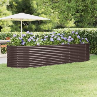 vidaXL Jardinera Arriate Acero Galvanizado Marr&oacute;n 322x100x68cm Vidaxl