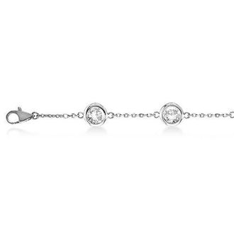 Allurez Lab Diamond Anklet Bracelet Bezel Set 14K in 1.5Ct,white Gold at Nordstrom, Size 9.5