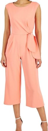 Elie Tahari Asl Cropped Jumpsuit Womens Salmon Side-Tie Straight Leg FTS1113