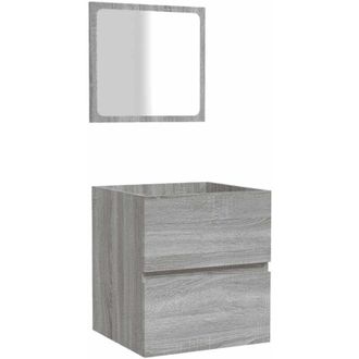 vidaXL Armario De Ba&ntilde;o Con Espejo Madera Contrachapada Gris Sonoma Vidaxl