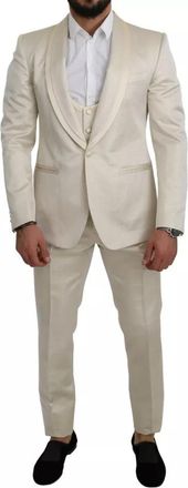 Dolce & Gabbana Beige Wool Cr&egrave;me 3 Piece SICILIA Shawl Mens Suit
