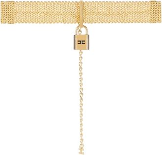 Elisabetta Franchi Choker met juweel-hangslot - Dames - Kettingen - Geel - ONE Size - Accessoires