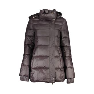 Patrizia Pepe Jassen, Dames, Zwart, S, Jas met Lange Mouwen en Afneembare Capuchon