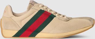 Gucci Womens Gucci Tempo Sneaker, Beige, Fabric